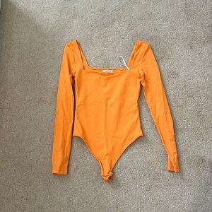 Aritzia Orange Long Sleeve Bodysuit